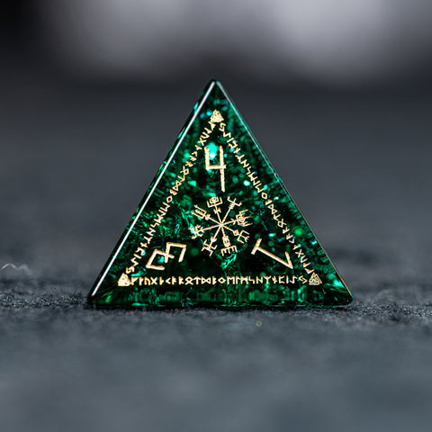 URWizards Dnd Engraved Blast Emerald Glass Dice Set Nordic Style - Urwizards