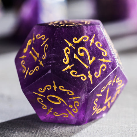 URWizards Dnd Amethyst Gemstone Engraved Dice Set Dagger Rogue Style - Urwizards