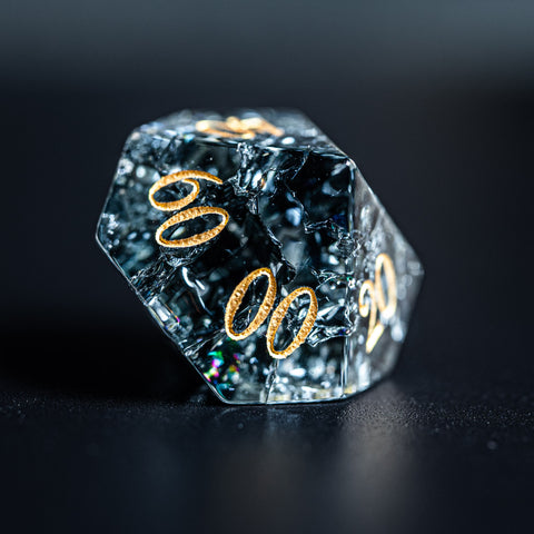 URWizards D&D Blast Dark Glass Engraved Dice Set YEET & F*CK Gold - Urwizards