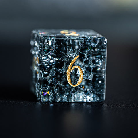 URWizards D&D Blast Dark Glass Engraved Dice Set YEET & F*CK Gold - Urwizards