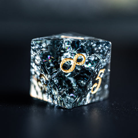 URWizards D&D Blast Dark Glass Engraved Dice Set YEET & F*CK Gold - Urwizards