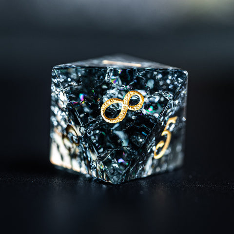 URWizards D&D Blast Dark Glass Engraved Dice Set YEET & F*CK Gold - Urwizards
