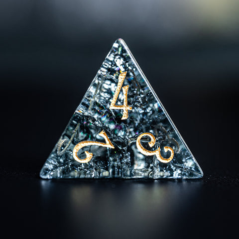 URWizards D&D Blast Dark Glass Engraved Dice Set YEET & F*CK Gold - Urwizards