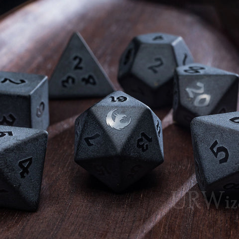 URWizards Dnd Obsidian Gemstone Raised Dice Set Dragon Style - Urwizards