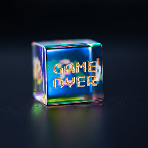 URWizards D&D Dichroic Prism Glass Engraved Dice Set Pixel Art RPG - Urwizards