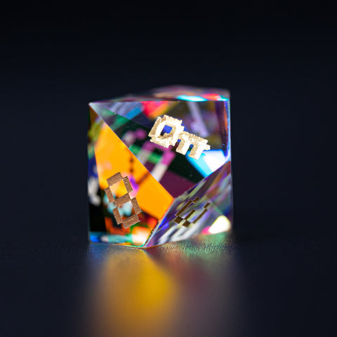 URWizards D&D Dichroic Prism Glass Engraved Dice Set Pixel Art RPG - Urwizards