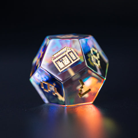 URWizards D&D Dichroic Prism Glass Engraved Dice Set Pixel Art RPG - Urwizards