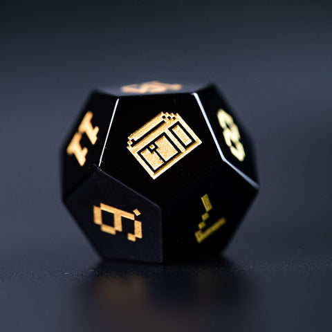 URWizards D&D Obsidian Engraved Dice Set Pixel Art RPG - Urwizards