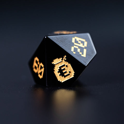 URWizards D&D Obsidian Engraved Dice Set Pixel Art RPG - Urwizards