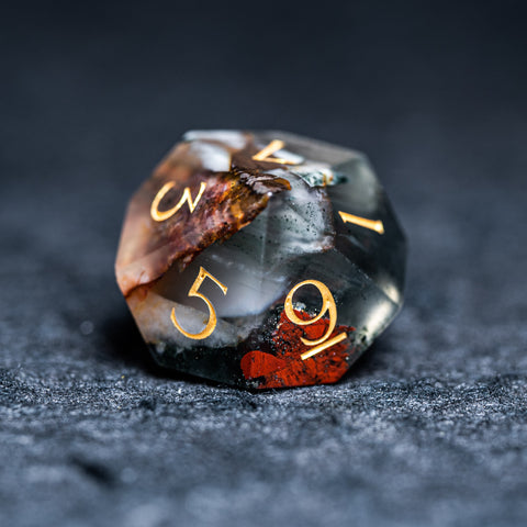 URWizards D&D Bloodstone Engraved Dice Set Dragon Style - Urwizards
