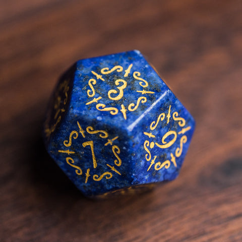 URWizards Dnd Lapis Lazuli Gemstone Engraved Dice Set Dagger Rogue Style - Urwizards