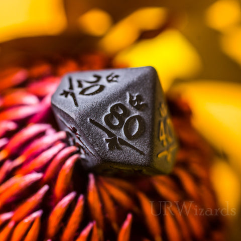 URWizards Dnd Obsidian Gemstone Raised Dice Set Royal Crown Style - Urwizards
