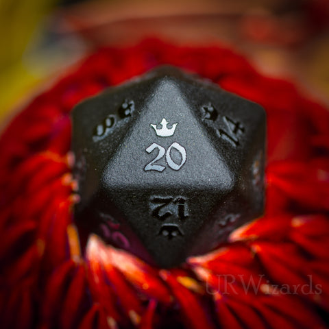 URWizards Dnd Obsidian Gemstone Raised Dice Set Royal Crown Style - Urwizards