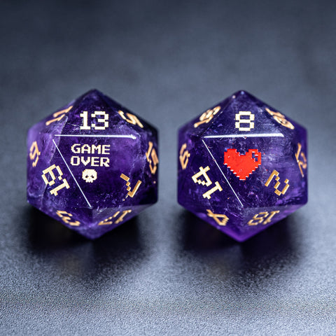 URWizards D&D Amethyst Engraved Dice Set Pixel Art RPG - Urwizards