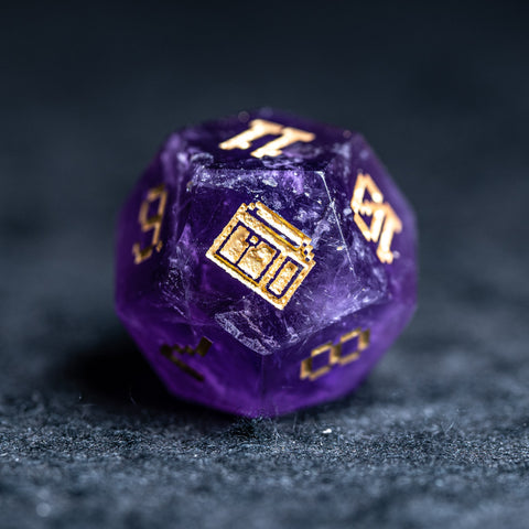 URWizards D&D Amethyst Engraved Dice Set Pixel Art RPG - Urwizards
