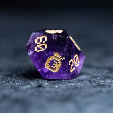 URWizards D&D Amethyst Engraved Dice Set Pixel Art RPG - Urwizards