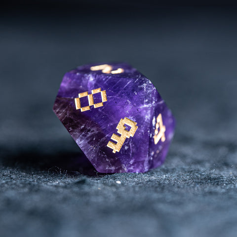 URWizards D&D Amethyst Engraved Dice Set Pixel Art RPG - Urwizards