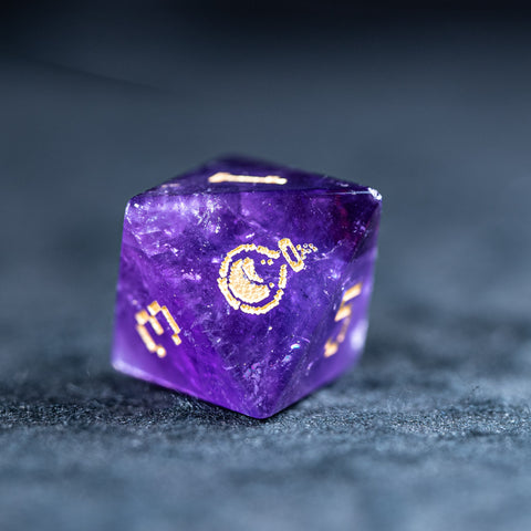 URWizards D&D Amethyst Engraved Dice Set Pixel Art RPG - Urwizards