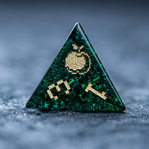 URWizards D&D Blast Emerald Glass Engraved Dice Set Pixel Art RPG - Urwizards