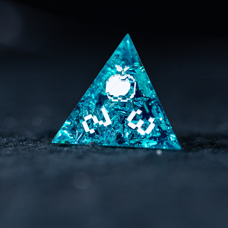 URWizards D&D Ice Glitter Resin Engraved Dice Set Pixel Art RPG - Urwizards