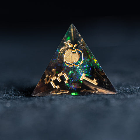 URWizards D&D Dark Glitter Resin Engraved Dice Set Pixel Art RPG - Urwizards