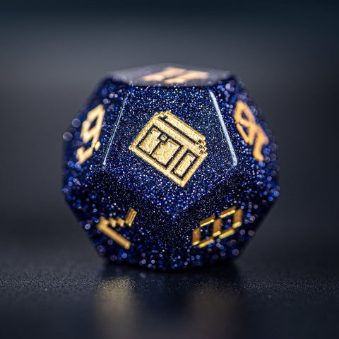 URWizards D&D Blue Sandstone Engraved Dice Set Pixel Art RPG - Urwizards
