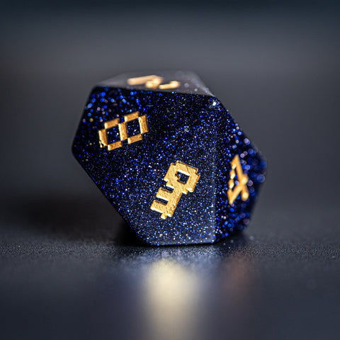 URWizards D&D Blue Sandstone Engraved Dice Set Pixel Art RPG - Urwizards