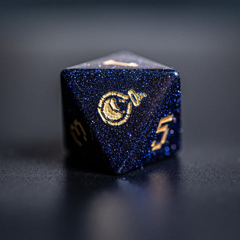 URWizards D&D Blue Sandstone Engraved Dice Set Pixel Art RPG - Urwizards