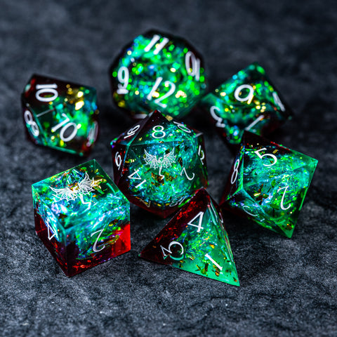 URWizards D&D Toxic Resin Engraved Dice Set Dragon Style - Urwizards