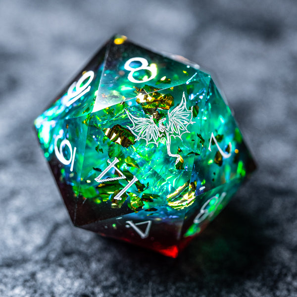 URWizards D&D Toxic Resin Engraved Dice Set Dragon Style - Urwizards