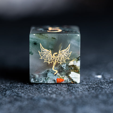 URWizards D&D Bloodstone Engraved Dice Set Dragon Style - Urwizards