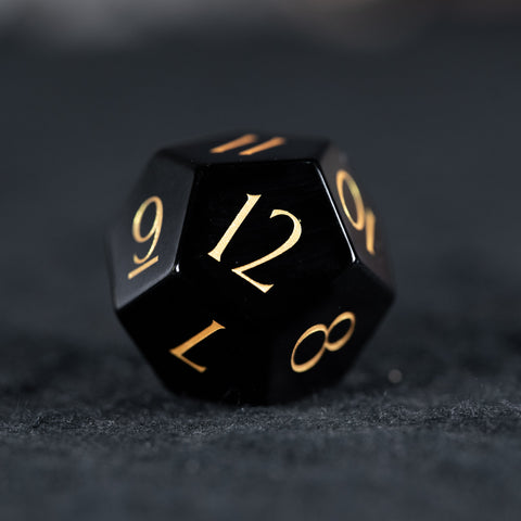 URWizards D&D Obsidian Engraved Dice Set Dragon Style - Urwizards