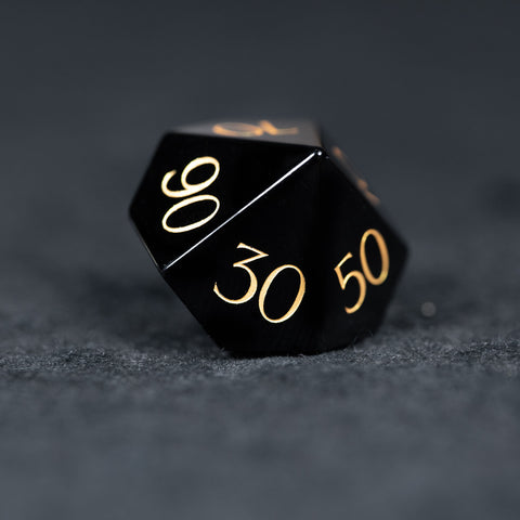URWizards D&D Obsidian Engraved Dice Set Dragon Style - Urwizards