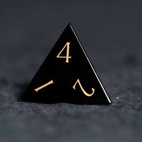 URWizards D&D Obsidian Engraved Dice Set Dragon Style - Urwizards