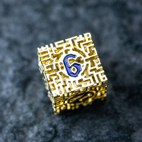 URWizards D&D Hollowed Metal Engraved Dice Set Alchemy Core Gold - Urwizards