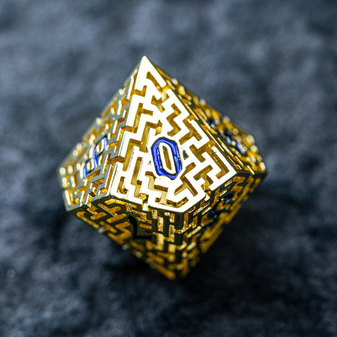 URWizards D&D Hollowed Metal Engraved Dice Set Alchemy Core Gold - Urwizards