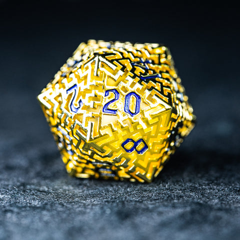URWizards D&D Hollowed Metal Engraved Dice Set Alchemy Core Gold - Urwizards