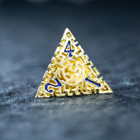 URWizards D&D Hollowed Metal Engraved Dice Set Alchemy Core Gold - Urwizards