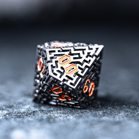 URWizards D&D Hollowed Metal Engraved Dice Set Alchemy Core Black - Urwizards