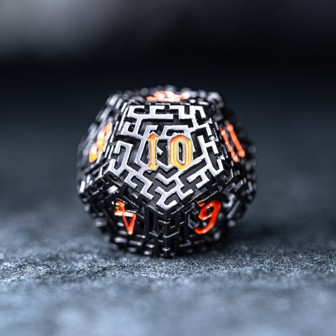 URWizards D&D Hollowed Metal Engraved Dice Set Alchemy Core Black - Urwizards