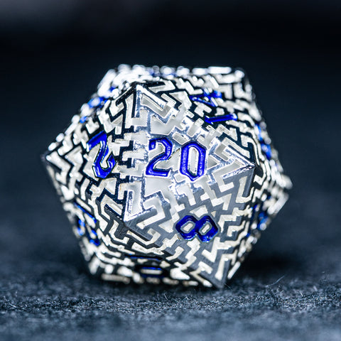 URWizards D&D Hollowed Metal Engraved Dice Set Alchemy Core Silver - Urwizards