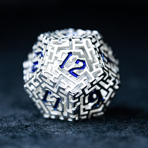 URWizards D&D Hollowed Metal Engraved Dice Set Alchemy Core Silver - Urwizards