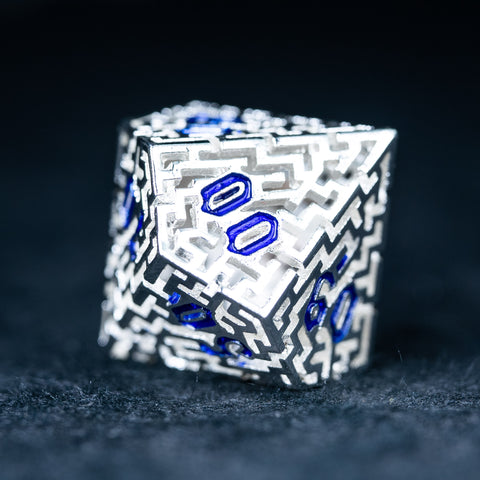 URWizards D&D Hollowed Metal Engraved Dice Set Alchemy Core Silver - Urwizards