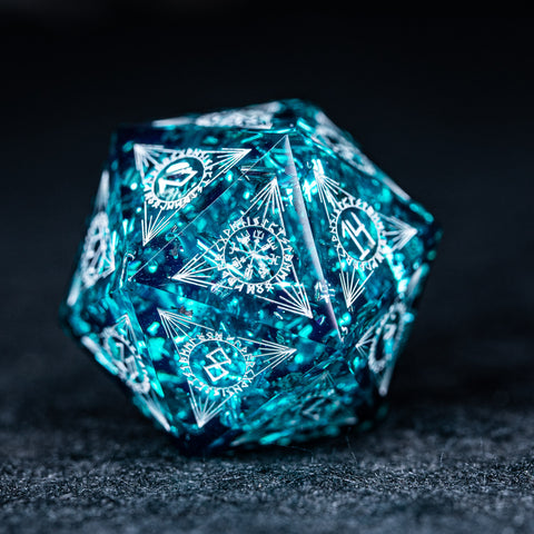 URWizards D&D Resin Ice Glitter Engraved Dice Set Nordic Style - Urwizards