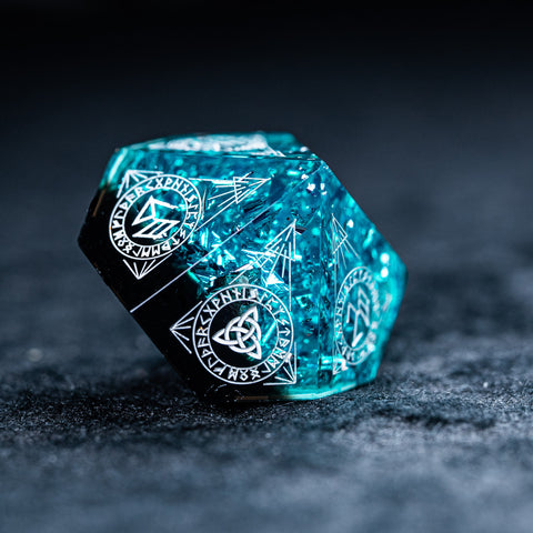 URWizards D&D Resin Ice Glitter Engraved Dice Set Nordic Style - Urwizards