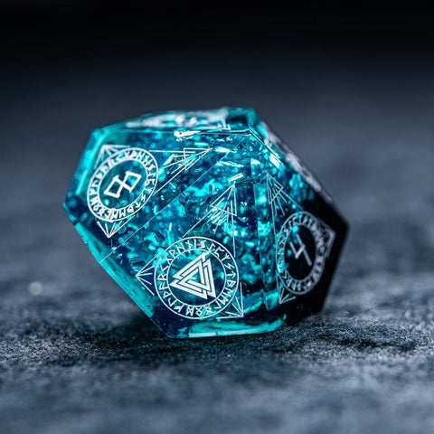 URWizards D&D Resin Ice Glitter Engraved Dice Set Nordic Style - Urwizards