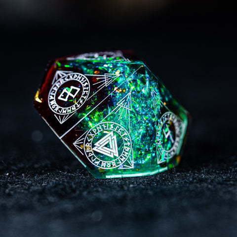 URWizards D&D Toxic Resin Engraved Dice Set Nordic Style - Urwizards