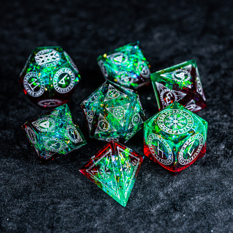 URWizards D&D Toxic Resin Engraved Dice Set Nordic Style - Urwizards