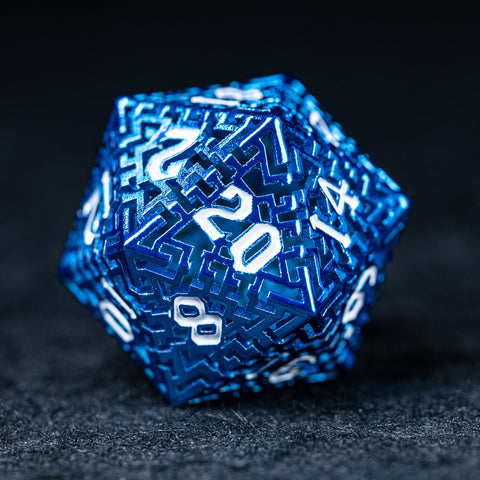 URWizards D&D Hollowed Metal Engraved Dice Set Alchemy Core Blue - Urwizards