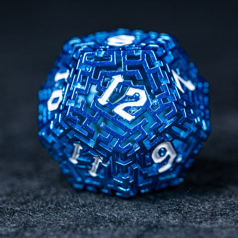 URWizards D&D Hollowed Metal Engraved Dice Set Alchemy Core Blue - Urwizards